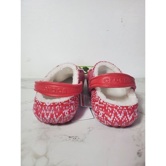 NWT Classic Lined Red White Christmas Holiday Crocs Men\'s 8 Women\'s 10 main image 5